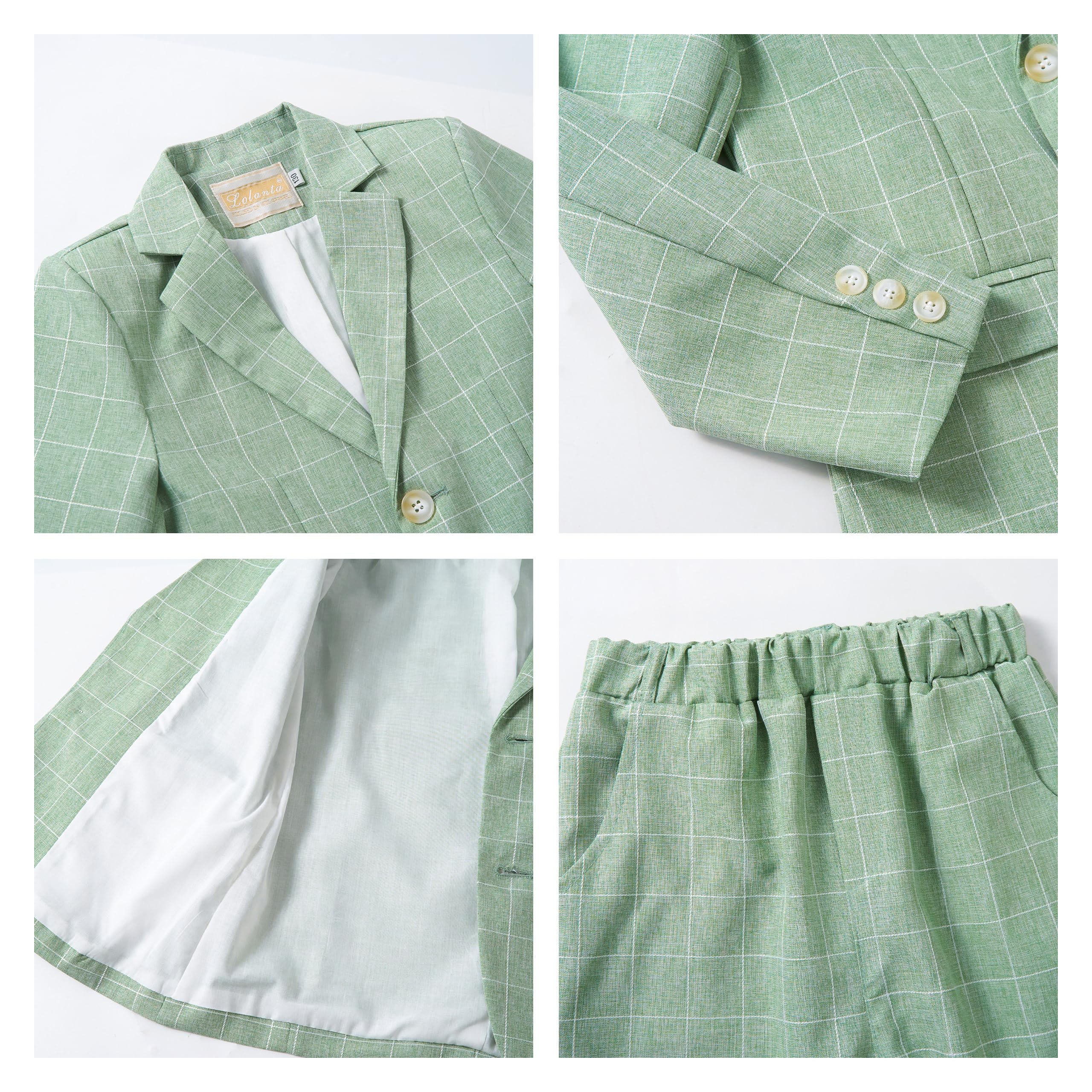 LOLANTA 3-teiliges Jungen Plaid Anzug Set, Eleganter Blazer für Hochzeits-Abschlussball, Formelle Kleidung Jacken-Hose-Fliege Set