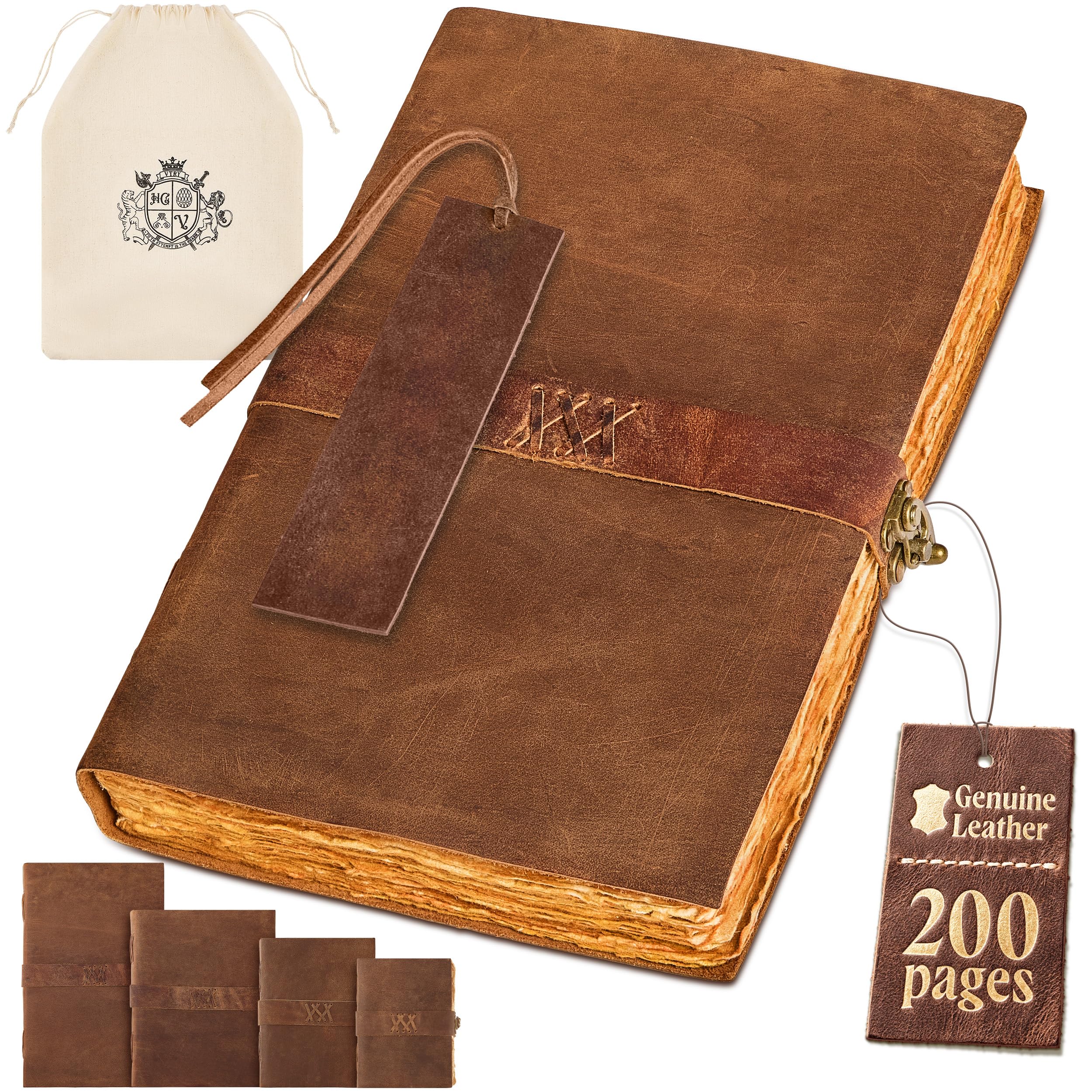 Artist's Ledger, quaderno da disegno creativo in pelle, stile classico antico, versatile per scrivere, disegnare, fare schizzi, taccuino multiuso rustico e vintage (extra large)