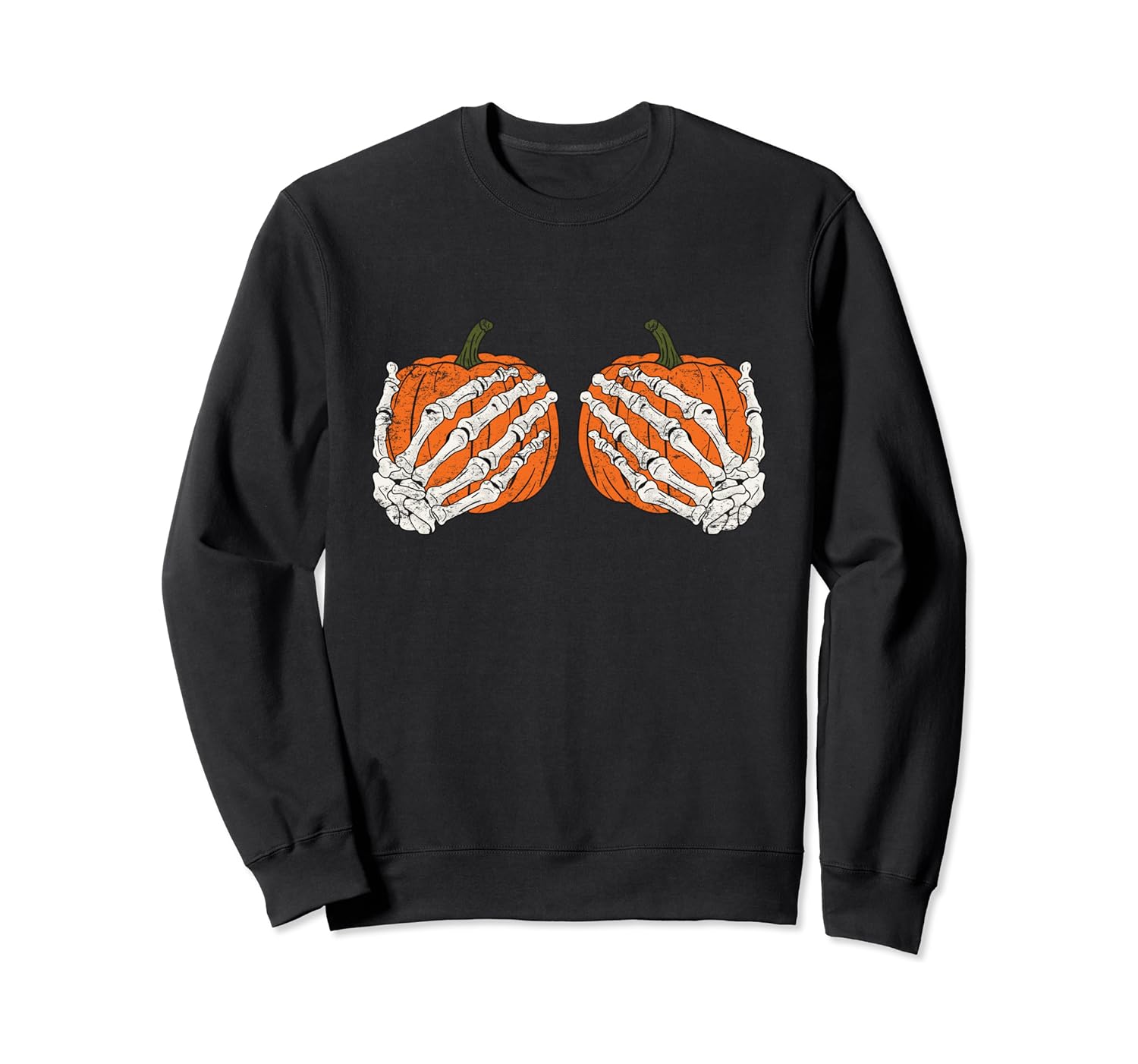 Pumpkin Boobs Funny Skeleton Halloween Party costume Idea Sweatshirt: Clothing
