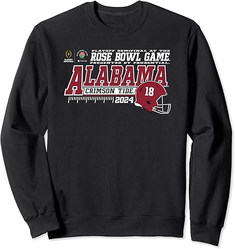 Alabama Crimson Tide Rose Bowl 2024 CFP - Sudadera con casco de fútbol americano, Negro -