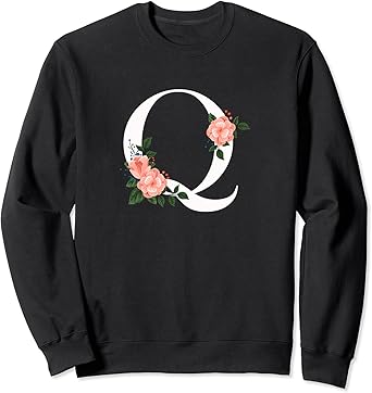 Floral Alphabet Letter First Name With Q Flower Sweatshirt Clothing Shoes Jewelry