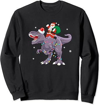 Santa riding dinosaur sweater Clearance