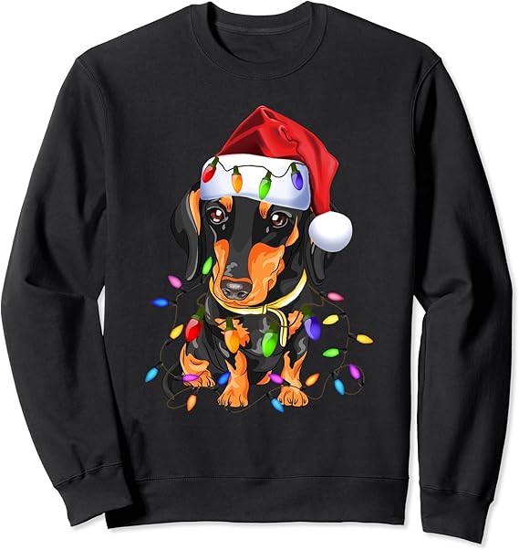 Amazon.com: Dachshund Christmas Loves led T-Shirt Gifts Cute Dog Lovers ...