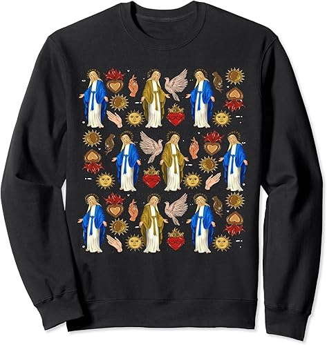 Mary Sacred Heart, Milagros, Religious Objects Costume Sweatshirt