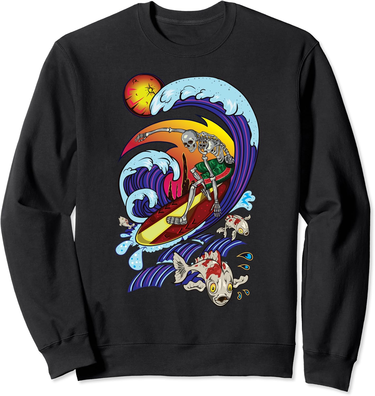 Surfing Skull Skeleton Surfer Surf Sweatshirt : Amazon.co.uk: Clothing