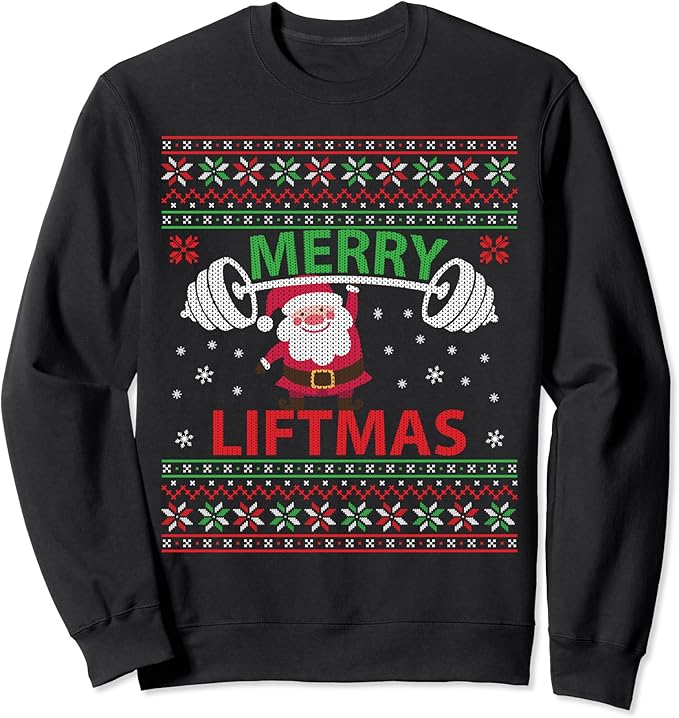 Merry Liftmas Ugly Christmas Sweater Gym