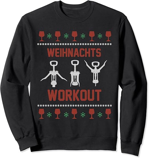 Weihnachts Workout Ugly Christmas Sweater Wein Lustig