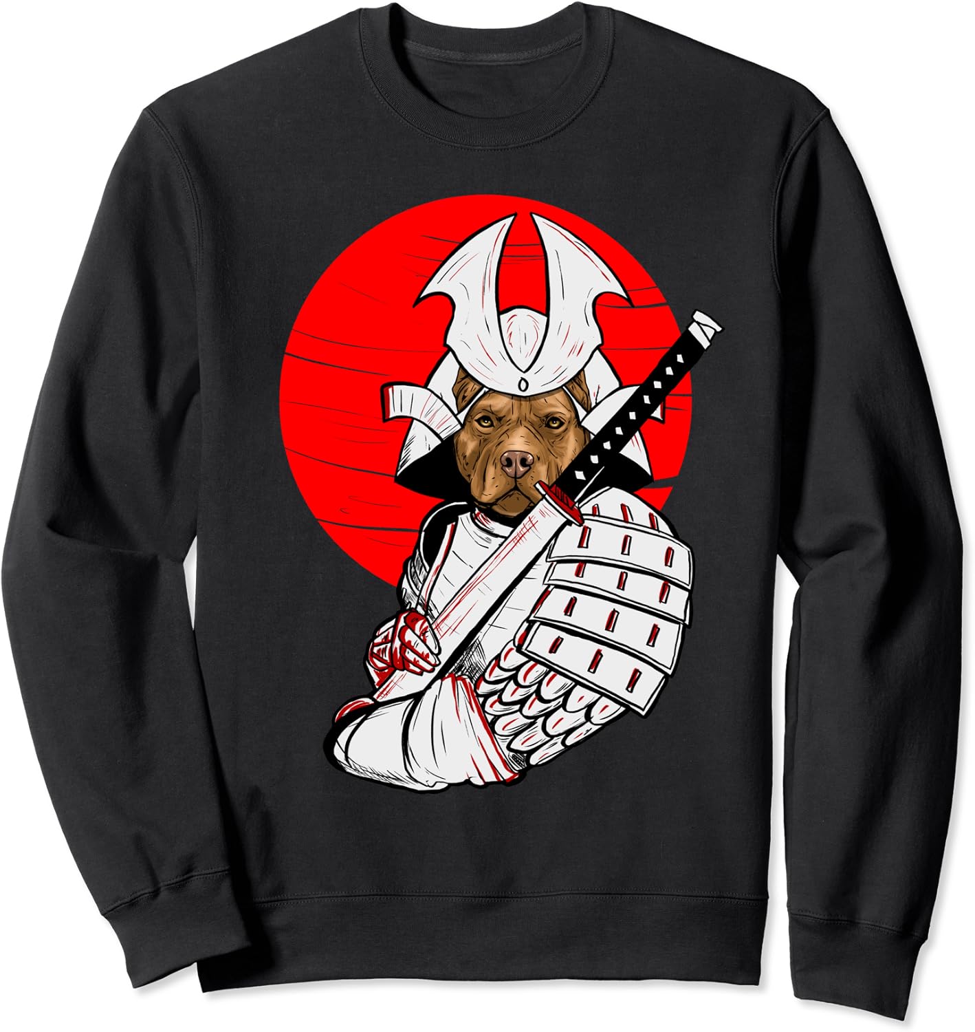 Pit Bull Japanischer Samurai Katana Lustiger Hund Anime Sweatshirt