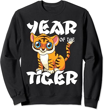 Lunar new year clothing collection Chinese New Year Tiger Cute Tigers Zodiac Sweatshirt: Amazon.co.uk