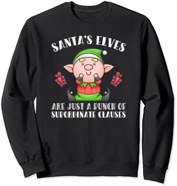 Christmas Elves Design Sweatshirt with Birdie Nest for English Academics