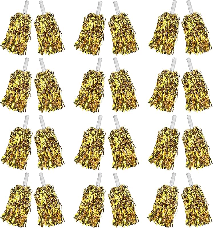 gold cheer pom poms