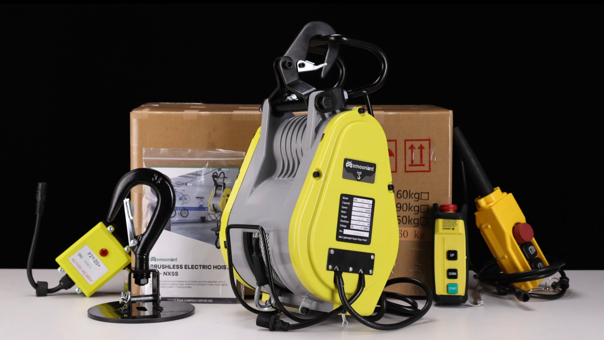 Gru Elettrica Mxmoonant 1500W - Solleva Fino A 250Kg A 30m Di Altezza, Telecomando Wireless E Cavo Rinforzato