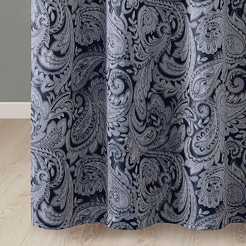 Miniatura 7 de Madison Park Aubrey Cortina de Ducha Paisley Jacquard de Microfibra de Seda Sintética Moderna con Piezas Decoraciones para Baño del Hogar Pantalla