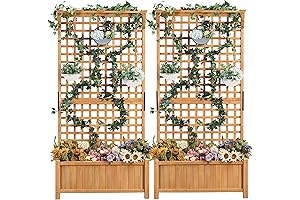 Yaheetech 72″ H Tall Garden Planter with Trellis for Vines and Vegetables,...