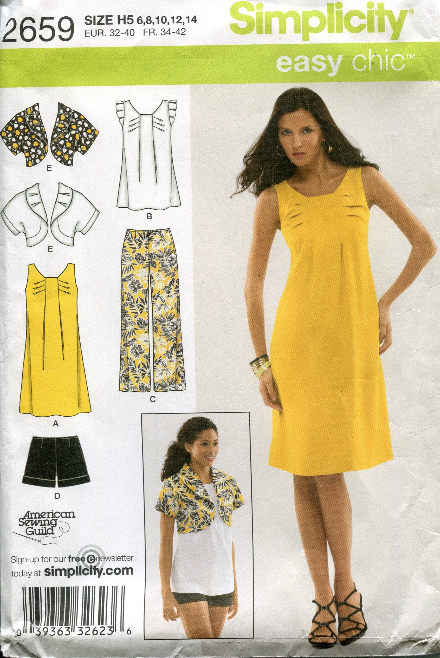 Simplicity 2659 robe et short d'été, patron de couture pour garde-robe de vacances