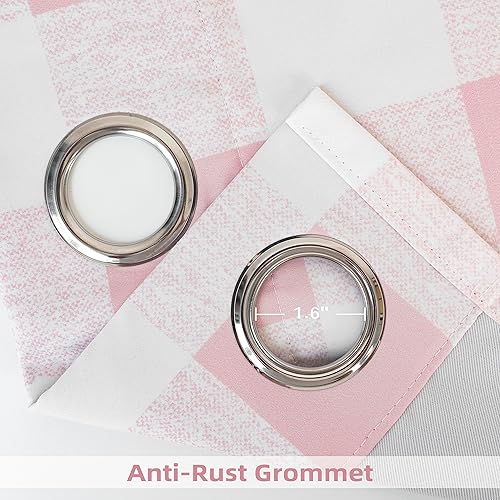 Miniatura 3 de DriftAway Cortinas opacas a cuadros de búfalo para oscurecer la habitación, con aislamiento térmico, cortinas de ventana de búfalo rosa y blanco,