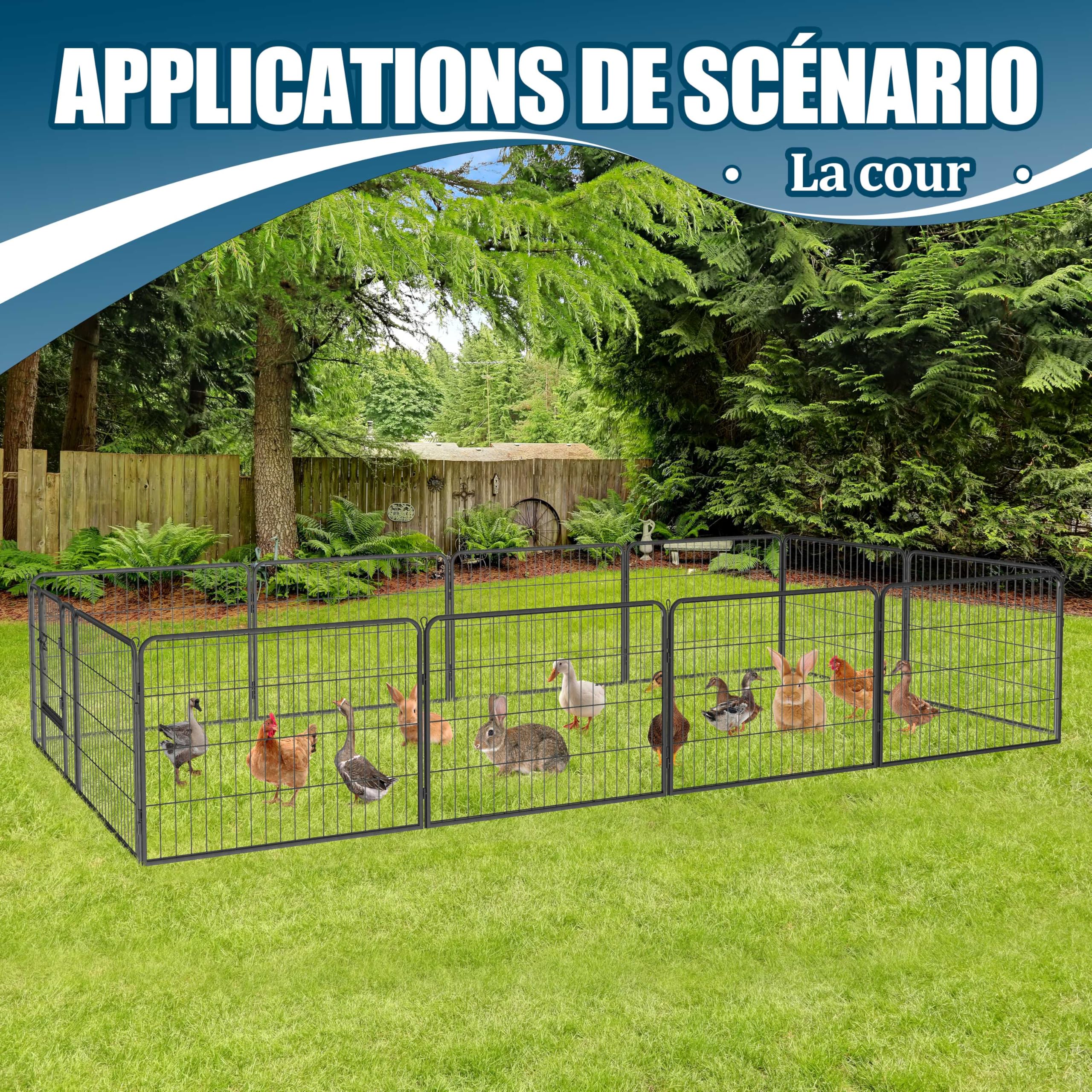Valla para Perro 12 Piezas 60x80 Cm Parque Perros Exterior/Interior Corralito Perro Plegable Valla para Cachorros Vallas para Jardin Metalicas Negro