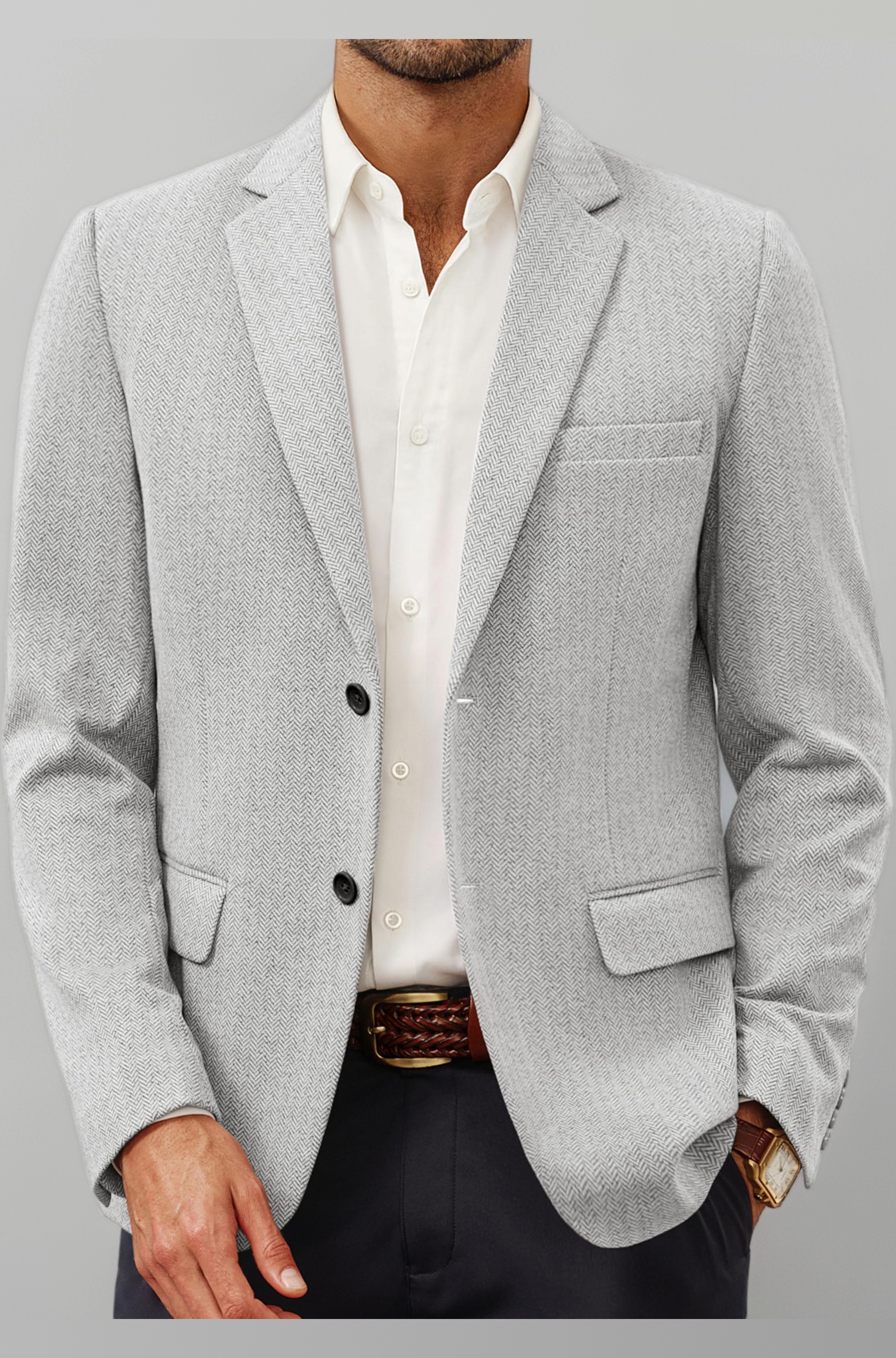 PJ Paul Jones Men's Herringbone Blazer Jacket Lightweight Casual Knit Sport Coat