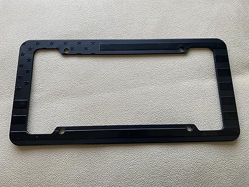 Miniatura 5 de Marco de matrícula con bandera de EE.UU. en relieve 3D negro con estrellas y franjas americanas para automóvil, SUV, camión