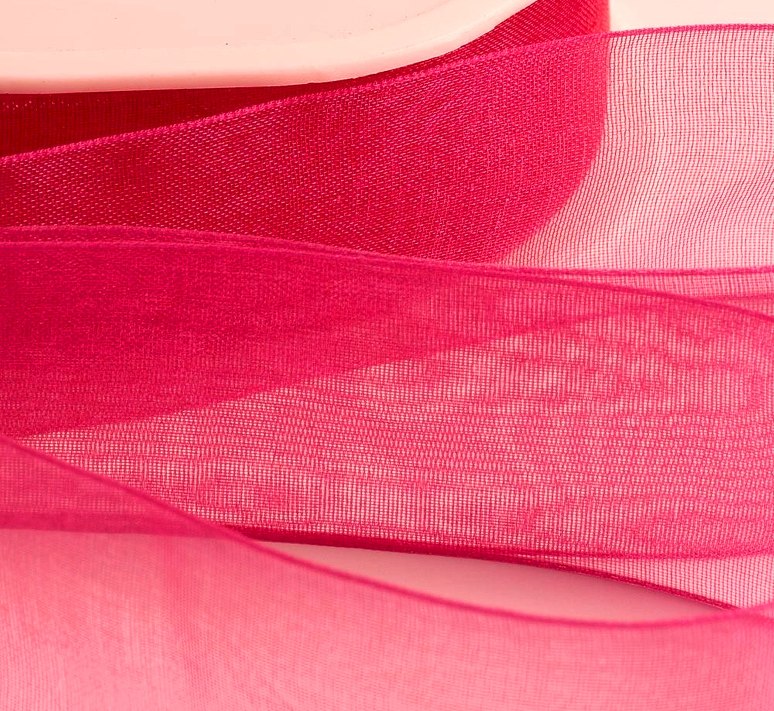 GCS 1 x 50 Yards Organza Ribbon 1" Inch / 25mm Hot Pink 46 meters / 50 yards