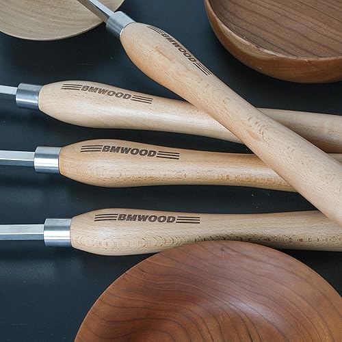 Miniatura 6 de Juego de 4 cinceles con punta de carburo con barra de cincel de 0.394 x 0.394 in y cinceles de madera de mango de haya de 12.598 in, herramientas de