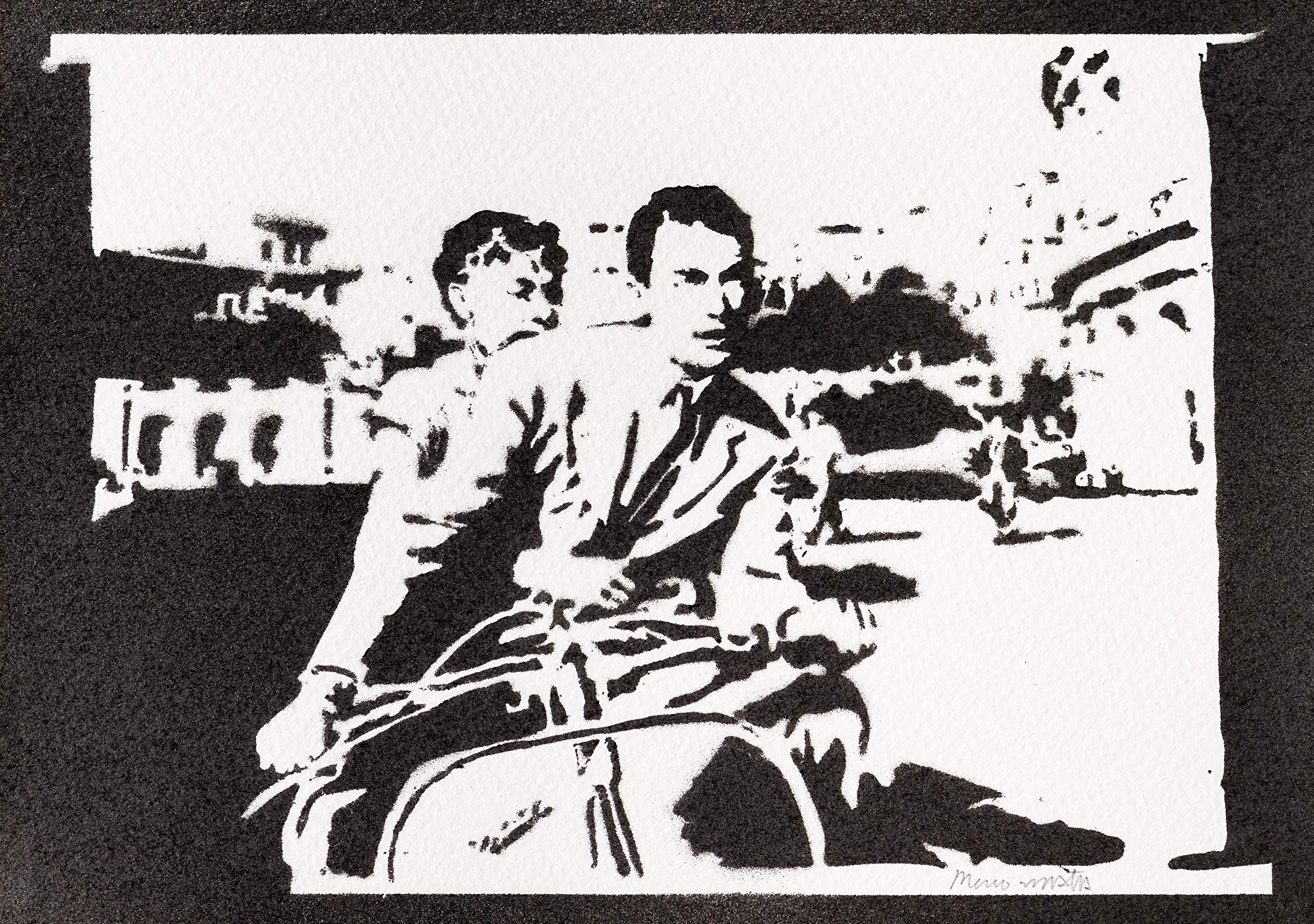moreno-mata Real Handmade Graffiti Roman Holiday Cary and Audrey Films Poster Room Decor Home Wall Art Decoration Bedroom Gifts for Men and Women