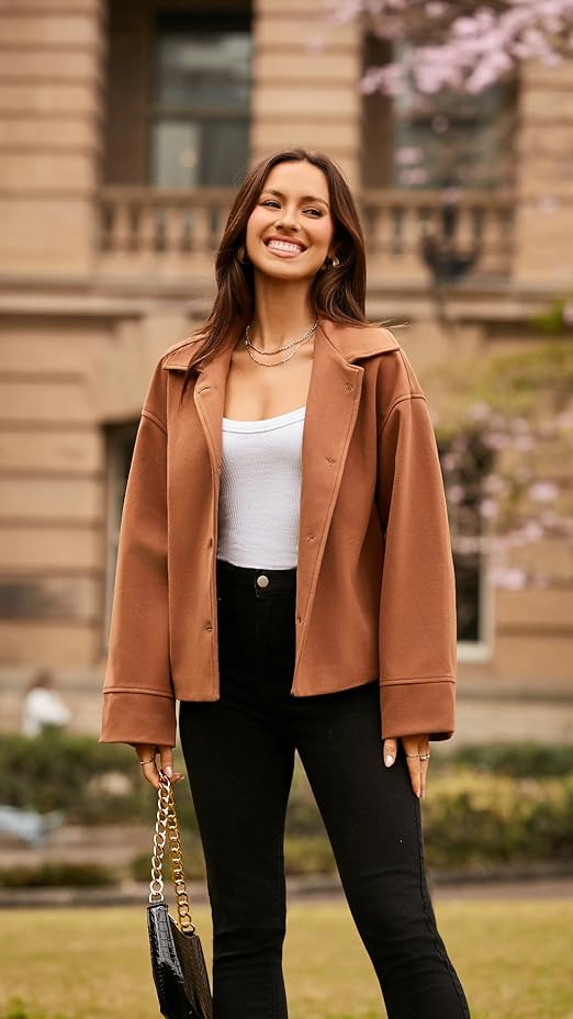 Amazon.com: Tankaneo Womens Cropped Pea Coat Fall Winter