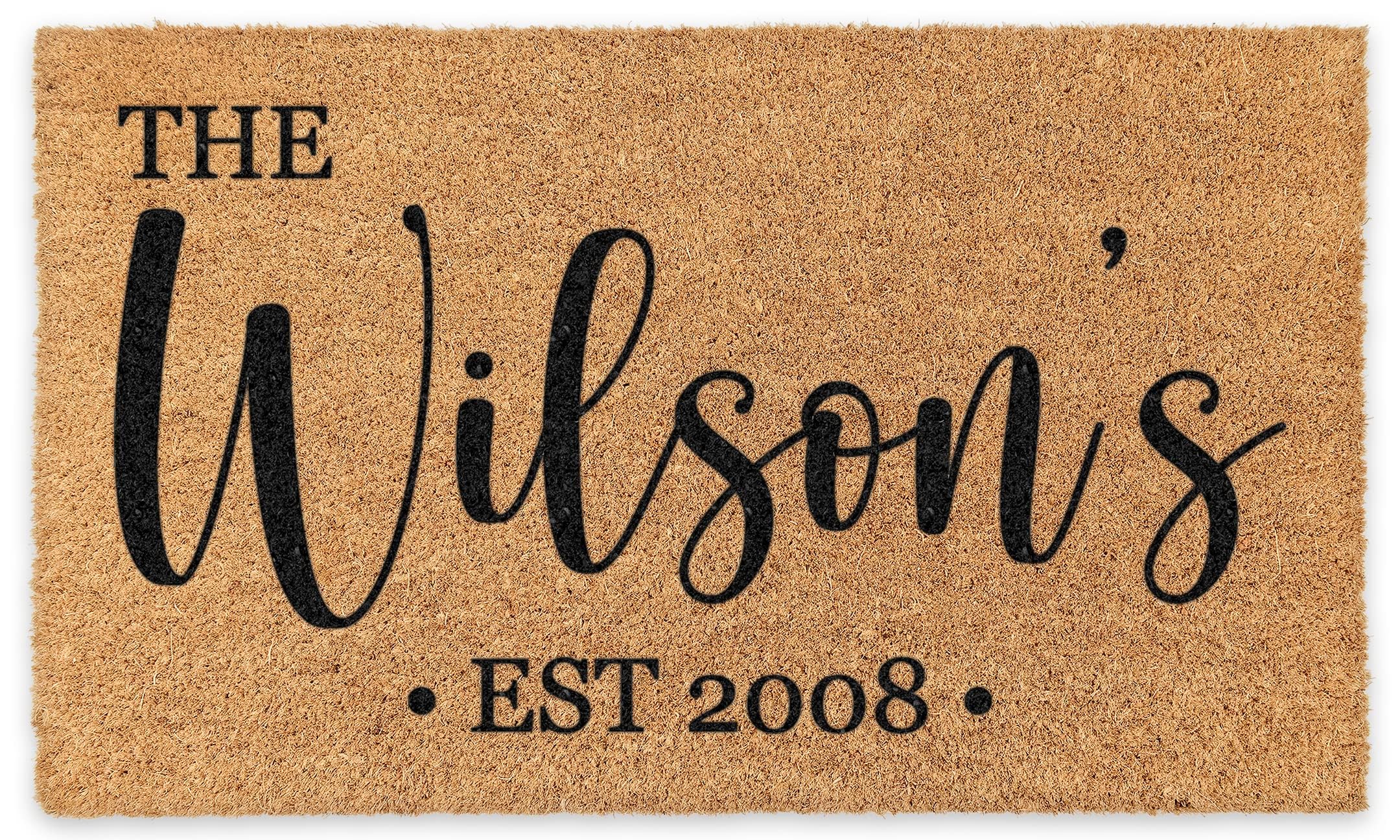 COCO MATS 'N MORE Personalized Coco Doormat - Made in USA, Vinyl Backing | Personalized Welcome Mats | Tough Coir Bristles More Effective at Getting