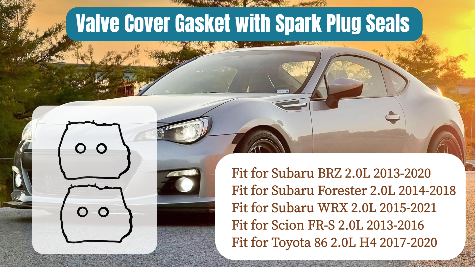 Image of VS50751 Engine Valve Cover Gasket and Spark Plug Seals | Fit for Subaru BRZ Forester WRX, For Scion FRS, For Toyota 86, Replace 10966AA041 13270AA250