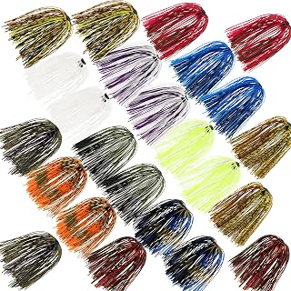 Silicone Jig Skirts Fishing Lure Skirt Replacement Fishing Jigs Lures | 12/24 Bundle 50 Strands Replacement Jig Skirts for Spinnerbaits Bass Buzzbaits Craw Jig Trailers Bass Skirts