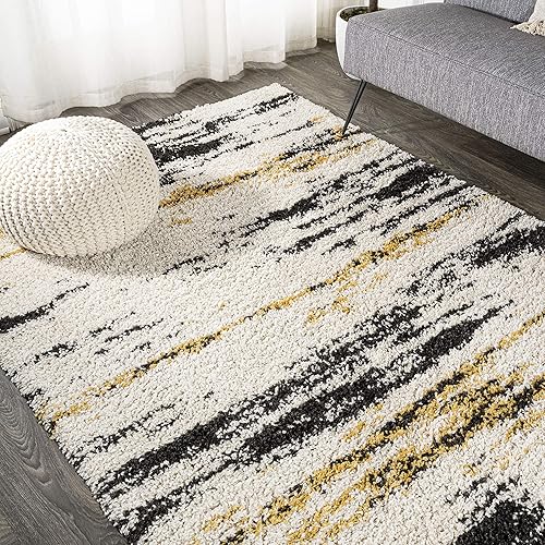 JONATHAN Y SHG102A-8 Nova - Alfombra moderna de pelo largo para interiores, estilo bohemio, contemporáneo, abstracto, envejecido, fácil limpieza,