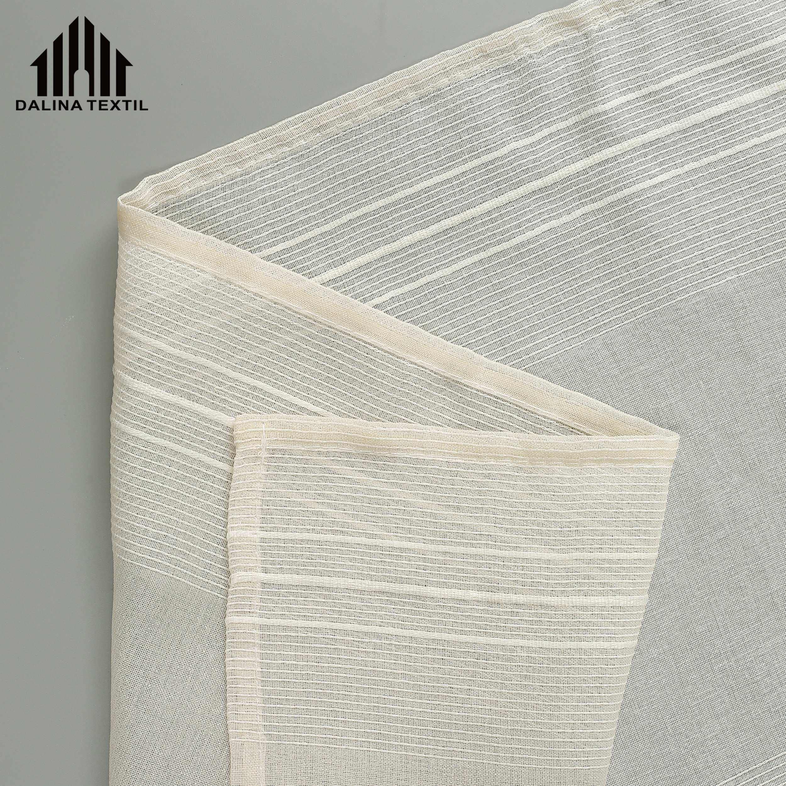 Tenda Da Cucina Traslucida DALINA Textil In Chiffon Beige, 90x210 Cm, A Righe, Leggera, 100% Poliestere, Lavabile In Lavatrice, Per Porta E Finestra. - 6