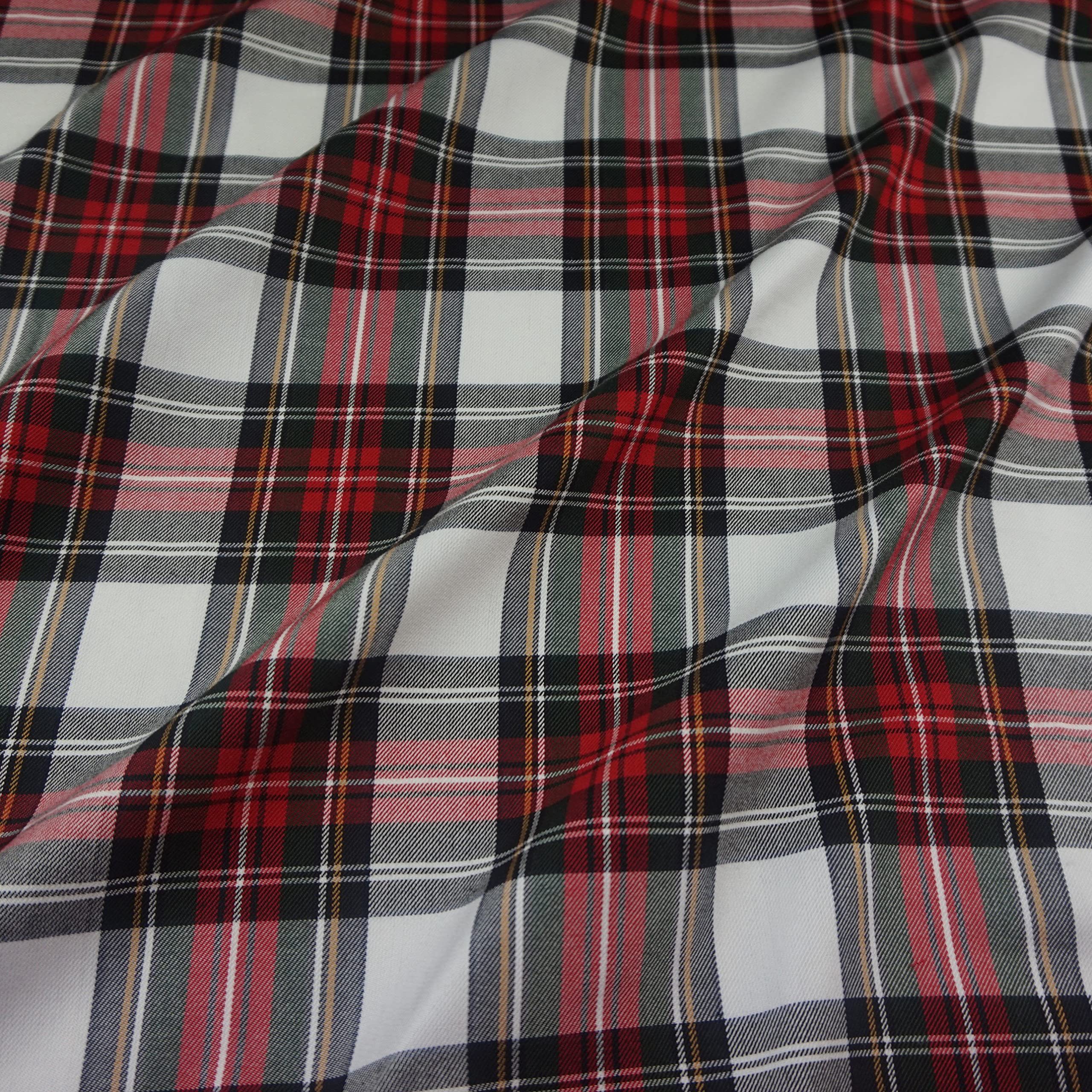 The Fancy Dress® Scottish Fashion Tartan Plaid Check Poly Viscose Wool, Craft & Dress, Red White, 100 x 150 centimeters