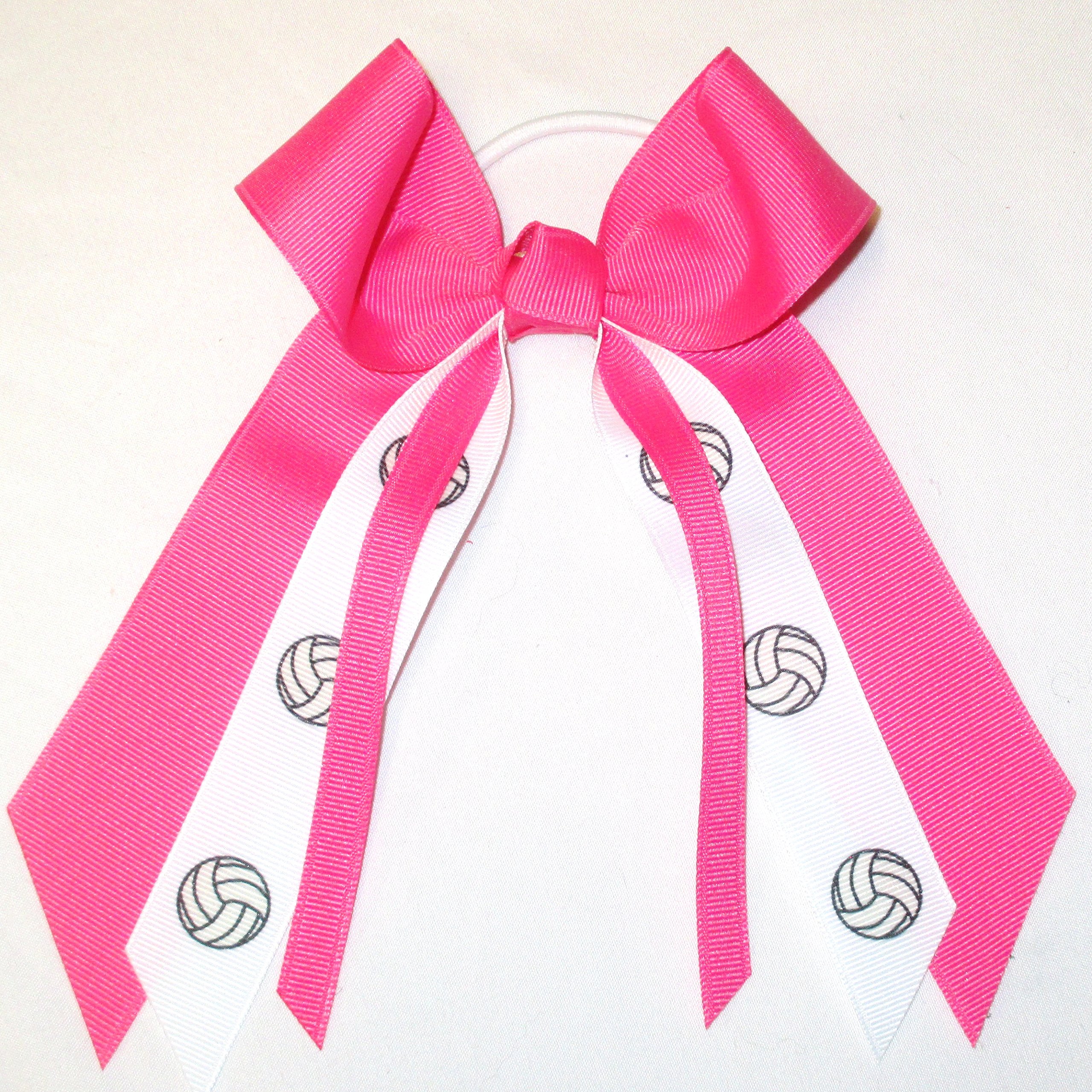 Sublimation Specialties Volleyball Hair Bow - Made in The USA, White Pony Bands