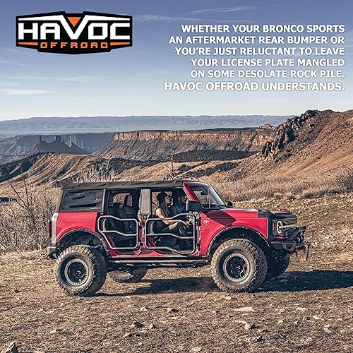 Miniatura 8 de HAVOC OFFROAD Reubicación de matrícula para Ford Bronco  Ajustable, acero, negro  HFB-05-001  2021-2025 Ford Bronco