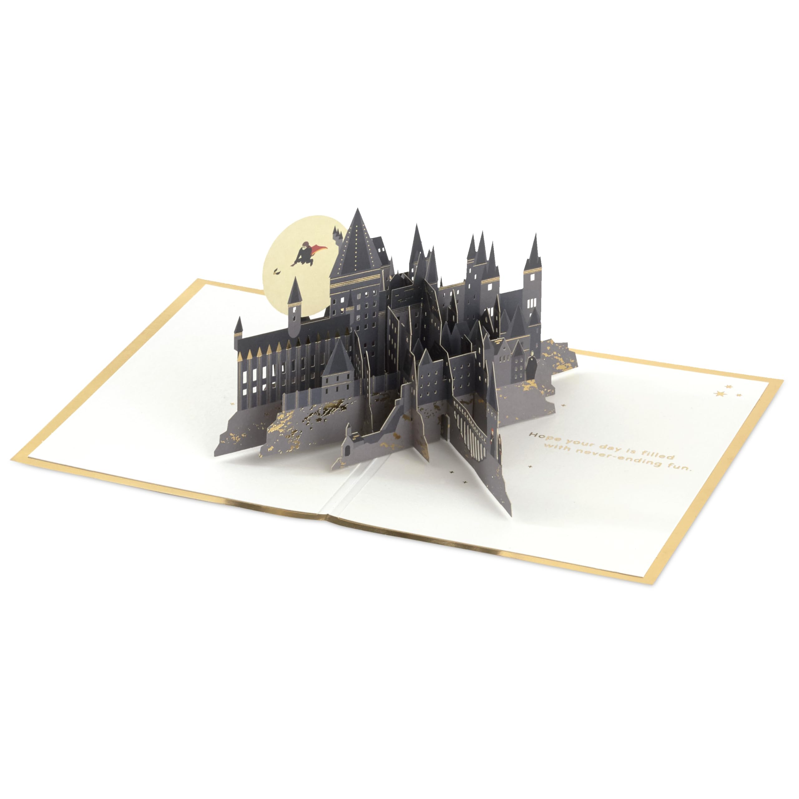 Hallmark Harry Potter, karta 3D i pop-up na każdą okazję, złoty znicz, miotła, urodziny, Dzień Ojca, Boże Narodzenie, córka, syn, wnuczka, wnuk, świat czarodziejów, złota