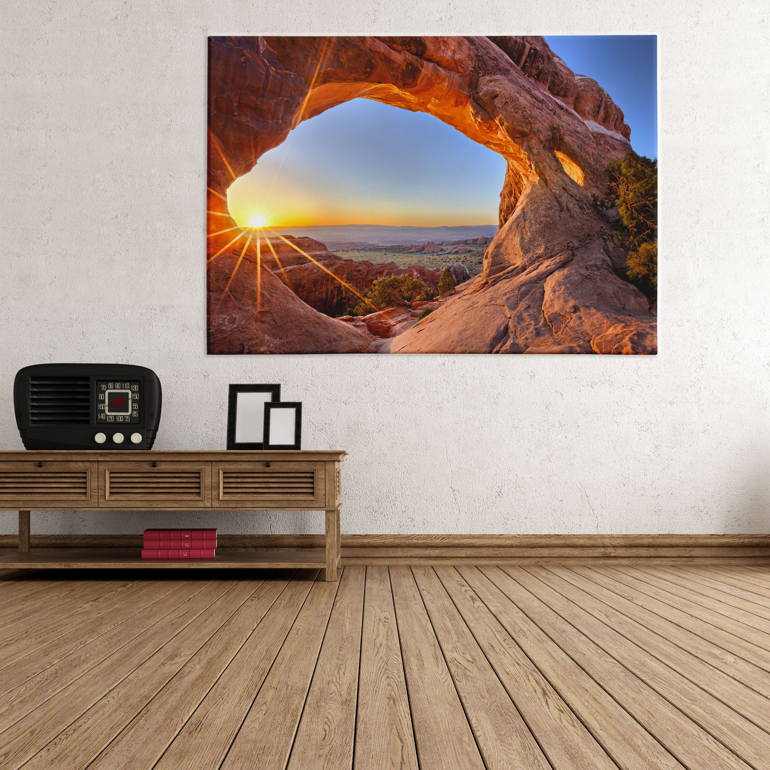 QUADRO SU TELA CANVAS - INTELAIATO - PRONTO DA APPENDERE - Arco Mesa Arch Canyonlands National Park Utah - Grand Canyon USA America - 70x100cm - Senza Cornice - (cod.2196)