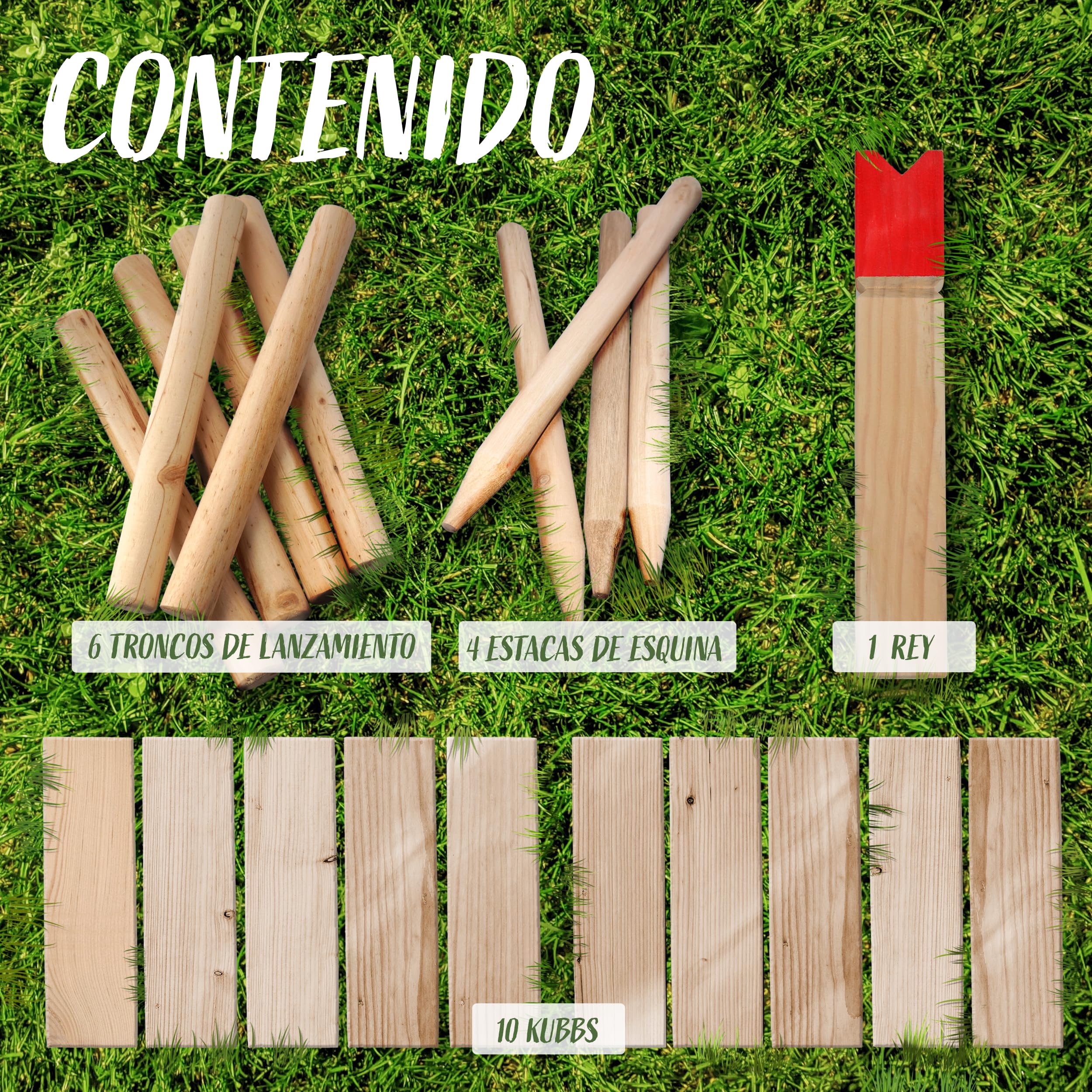 Ocean 5 Juego Kubb Original de Escandinavia – Ajedrez Vikingo con Corona Azul – Juegos Exterior Niños y Adultos – Juegos Infantiles Exterior para Lanzamientos - Juego Habilidad Adultos y Niños