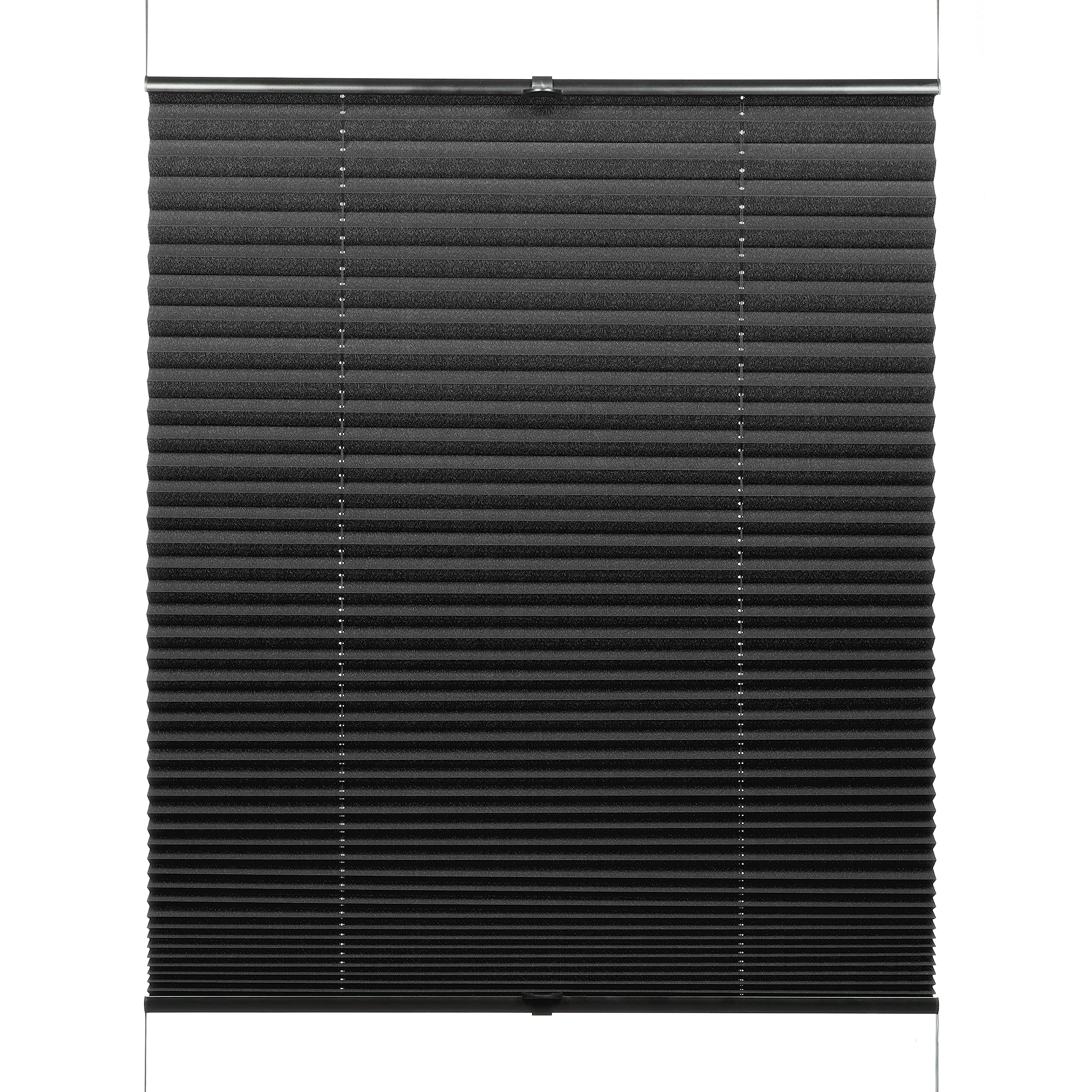 GARDINIA Concept Daylight Pleated Blind, Opaque, Pleated Blind, Translucent, Adjustable, Easy to Shorten Width, Black, 40 x 130 cm