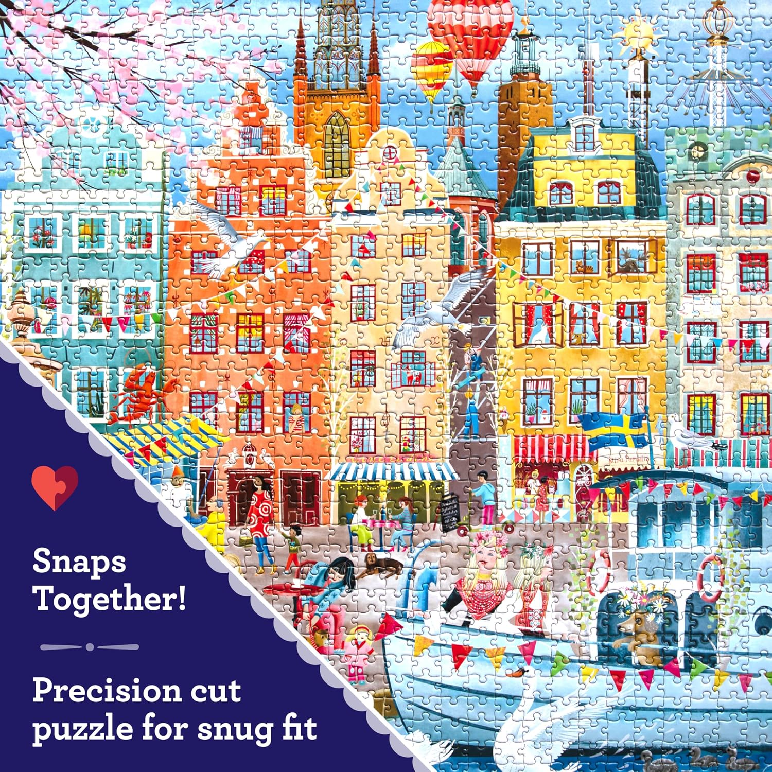 eeBoo 1000 Piece Puzzle - Stockholm Jigsaw Puzzle for Adults, Square 23" x 23" Made with Recycled Board & Vegetable-Based Ink
