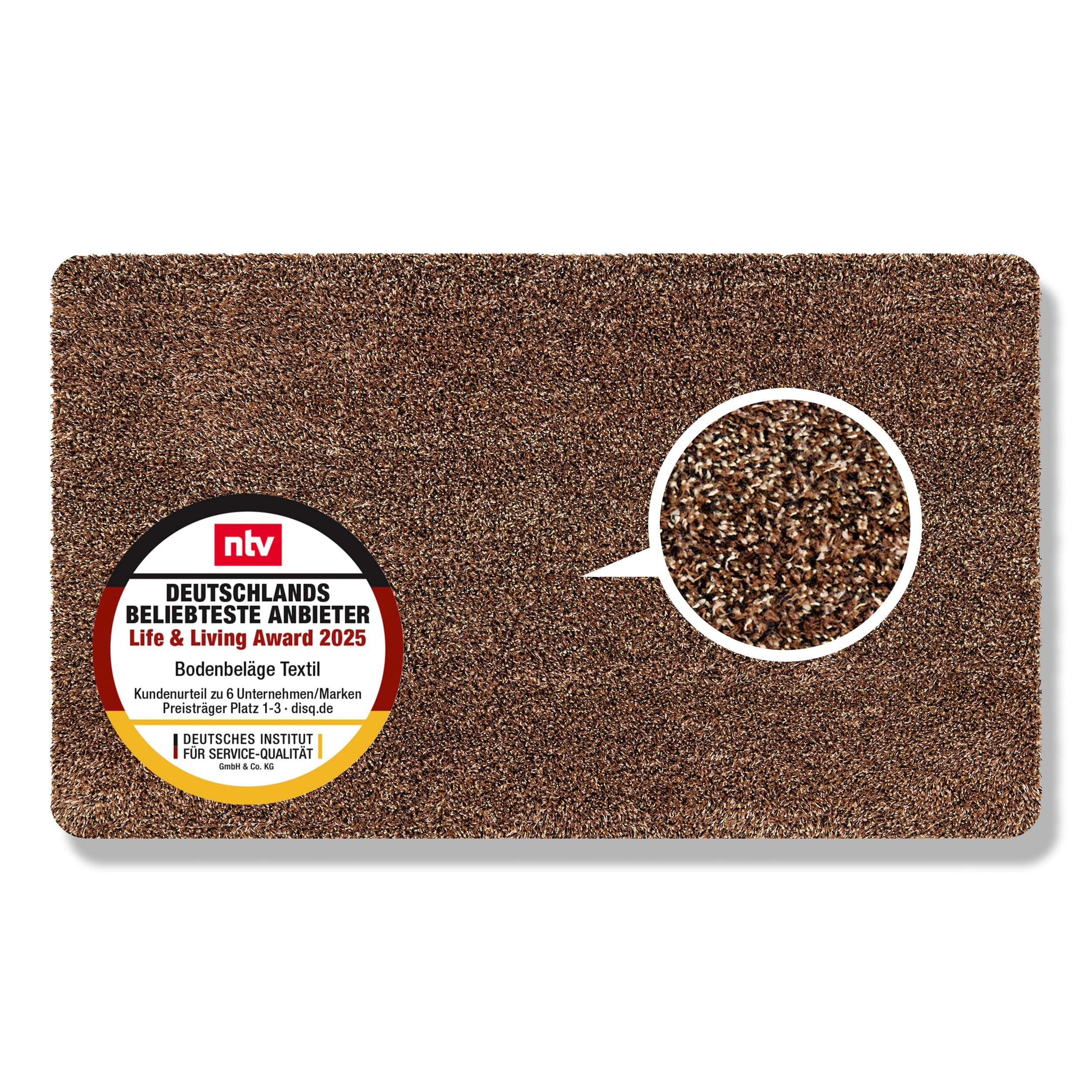 Paillasson intérieur antidérapant Astra marron 60x100 cm tapis de propreté lavable