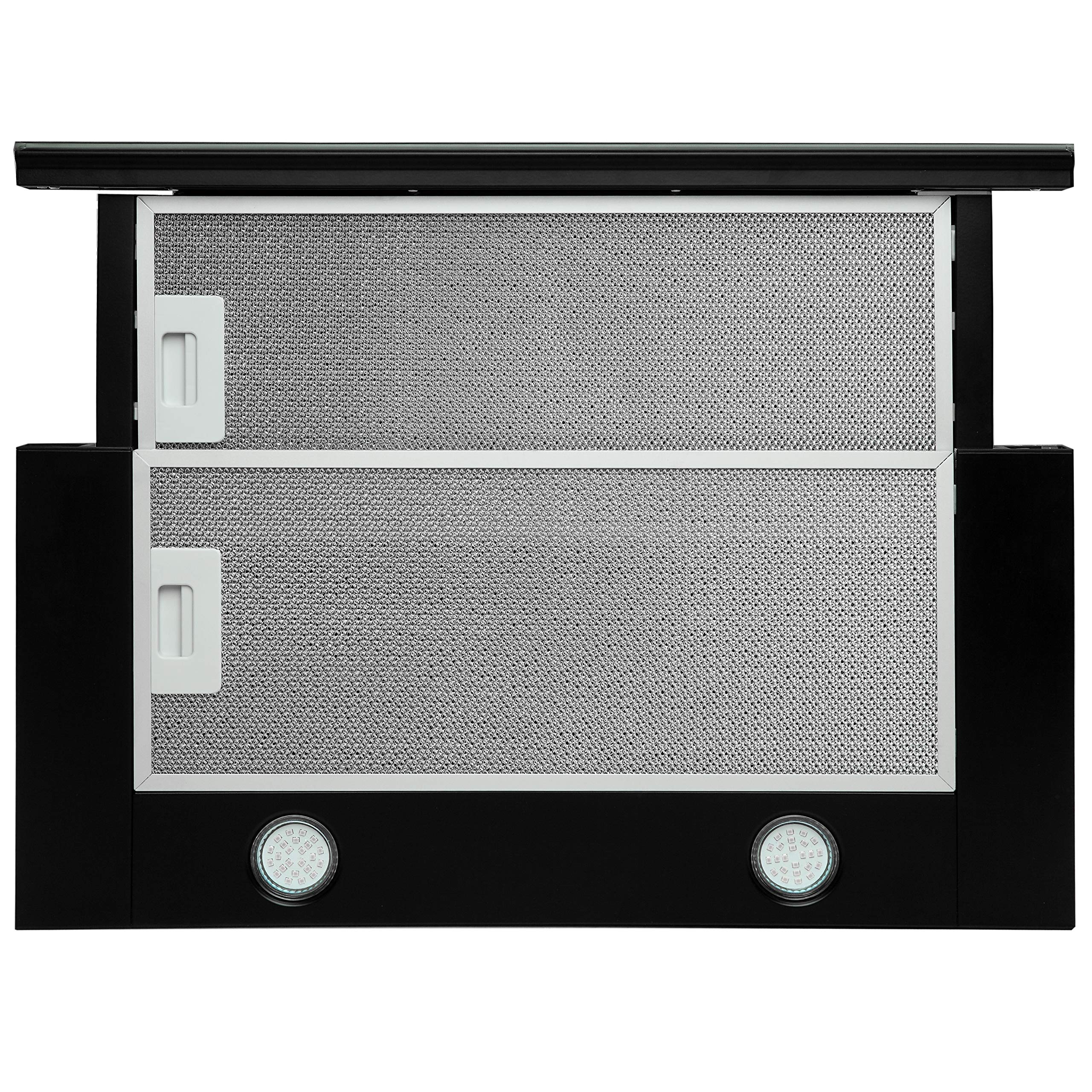 Gurari Einbau Dunstabzugshaube 60cm,Flachschirmhaube,1000m³/h Motor,Touch Control,Schwarz Glas,Einbauhaube,Einbauhaube,Ablufthaube,Umlufthaube,Abzugshaube,inkl. 2 Pack.Umluft BITTE MAßANGABEN BEACHTEN