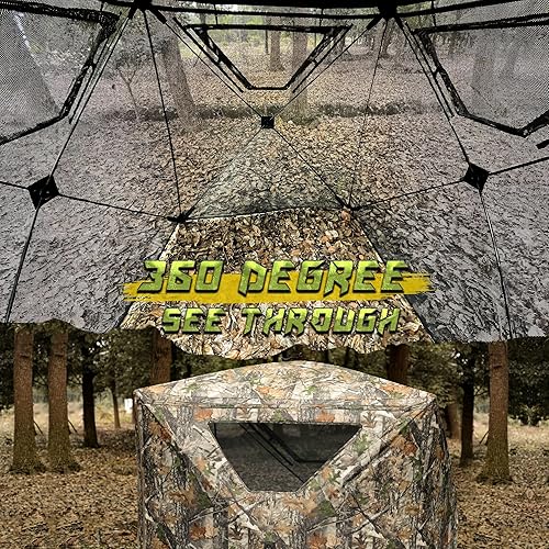 Vista 2 de Hunting Blind, 2 Person Pop Up Blinds 360 Degree See Through, Portable Durable Hunting Ground Blinds for Deer & Turkey Hunting