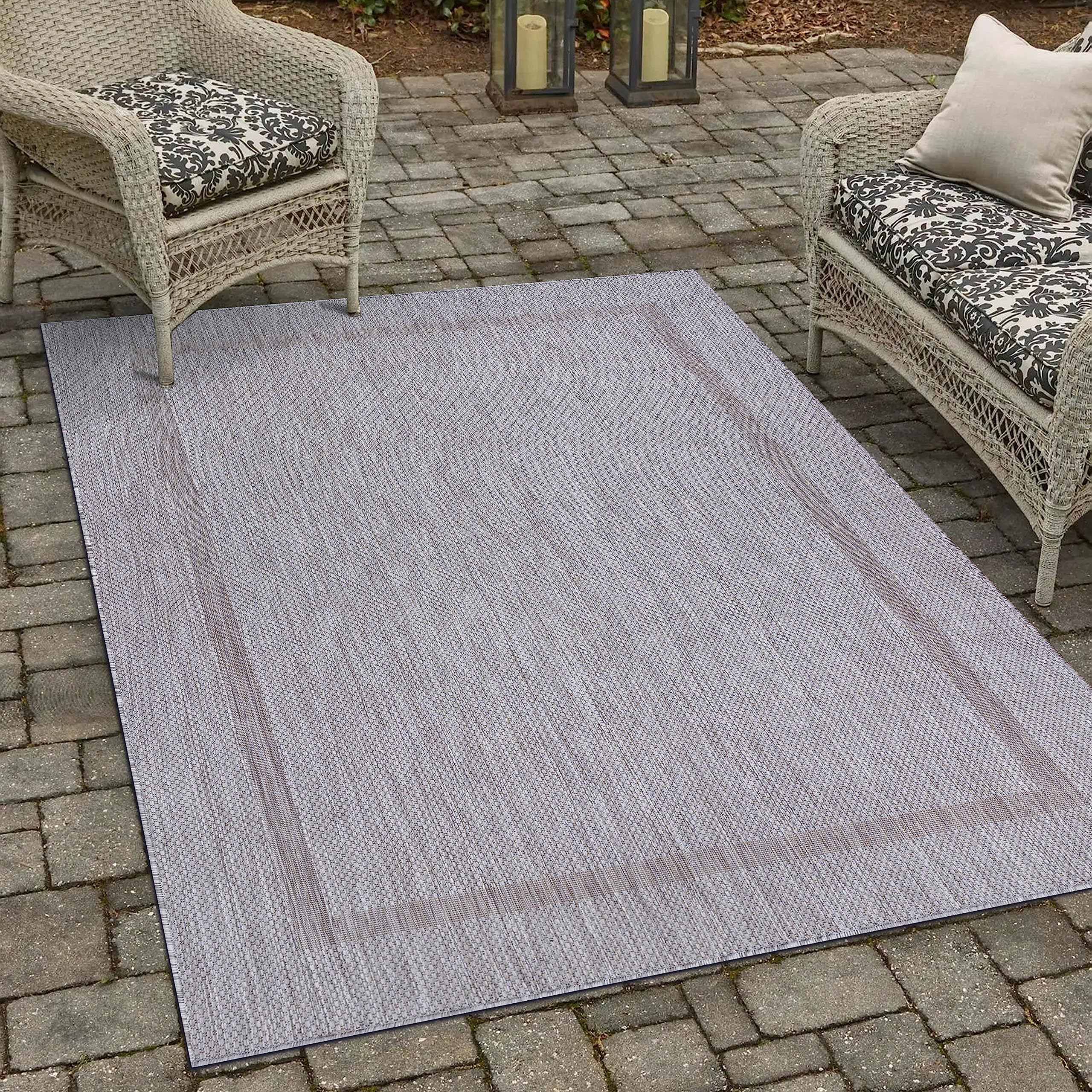 SIMPEX Alfombra de Exterior, Unicolor - Monocromo, Alfombra Color Plata, 240 x 340 cm, Alfombras de Estilo Moderno, Cocina, balcón, terraza, jardín, Picnic