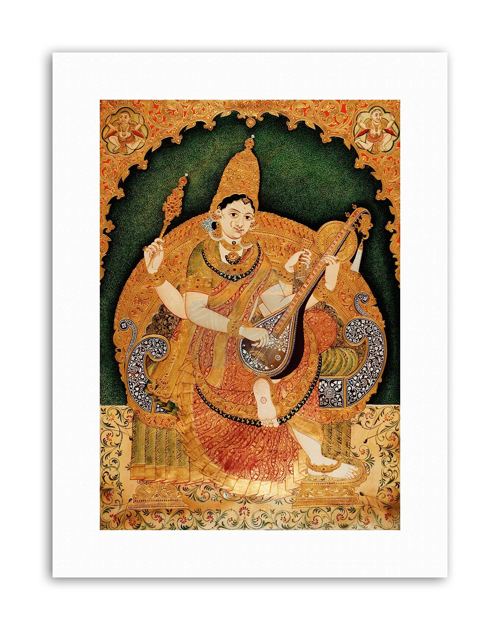 Wee Blue Coo KRISHNAPPA HINDU GODDESS SARASWATI Painting Canvas art Prints