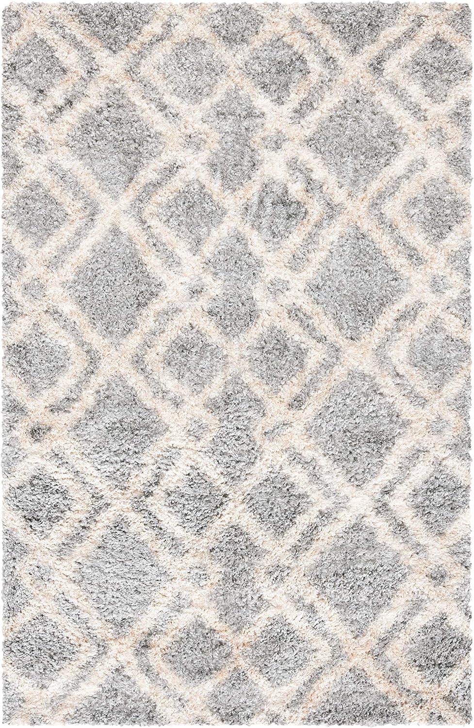 SAFAVIEH Berber Shag Collection Accent Rug - 3'3" x 5'3", Grey & Cream, Moroccan Design, Non-Shedding & Easy Care, 1.2-inch Thick Ideal for High Traffic Areas in Foyer, Living Room, Bedroom (BER213G)