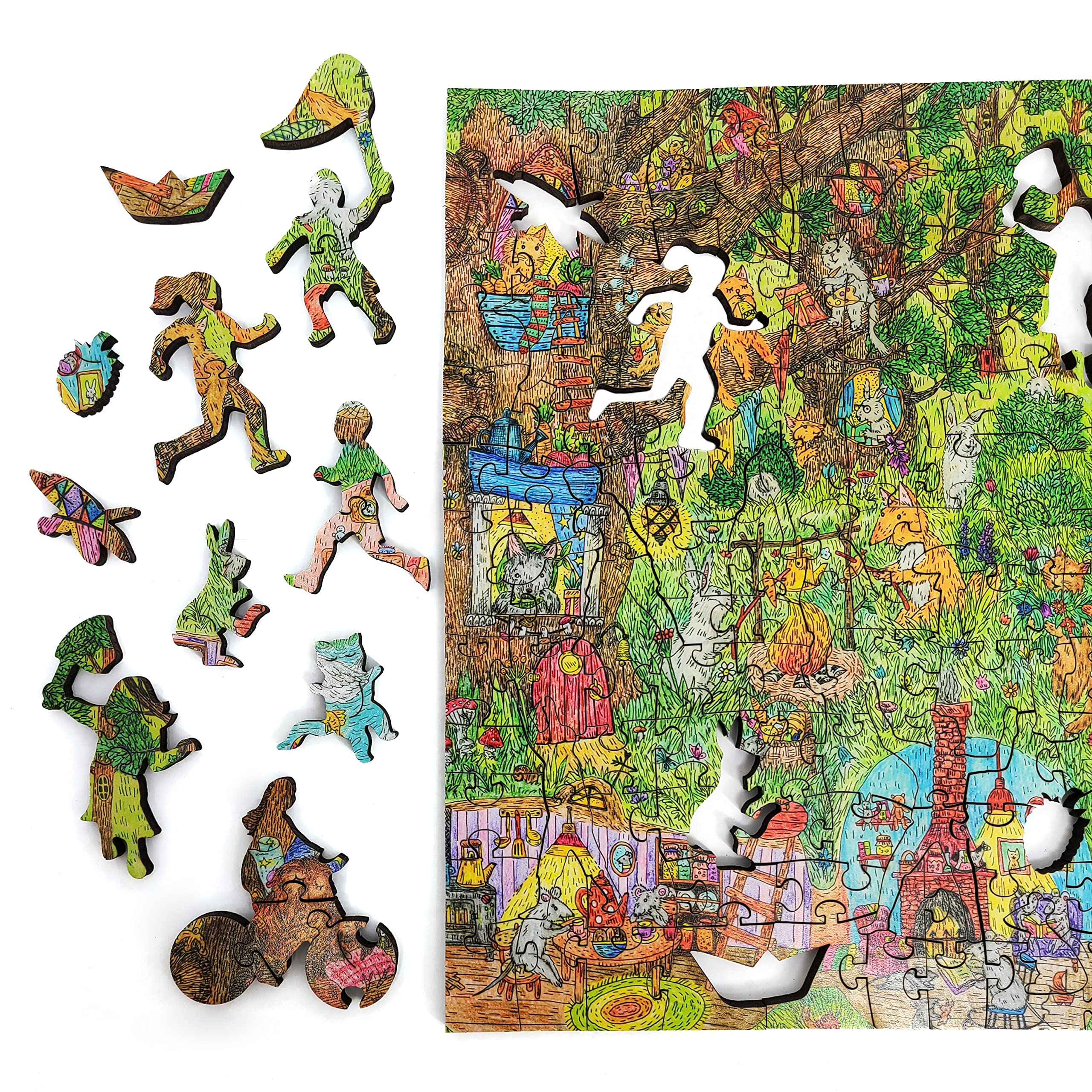 Puzzle In Legno Per Adulti FoxSmartBox 325 Pezzi - Sweety City, Arte Colorata, Anno 2024