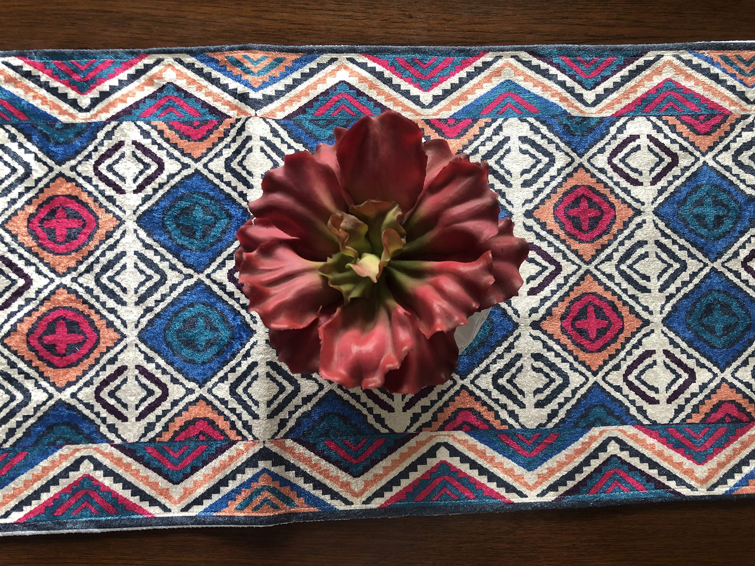 THE HOME TALK Designer Table Runner | Stylish Console Décor for Dining Table, Parties, Events | Machine Washable | Smooth Velvet Fabric | Decorative Placemats | 14 x 72 Inches | Multicolor