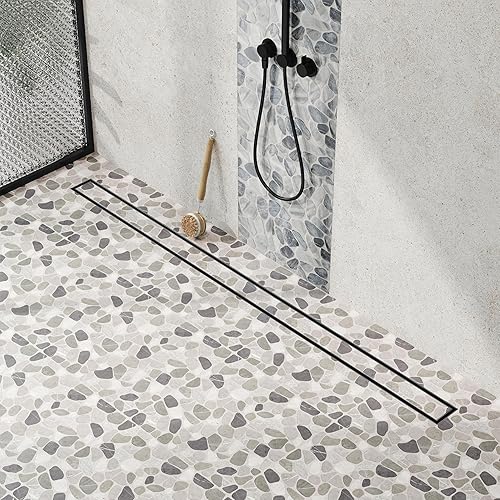 Miniatura 6 de Neodrain Drenaje de ducha lineal de 18 pulgadas con rejilla de inserción de azulejos, desagüe de suelo de ducha rectangular de acero inoxidable