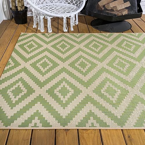 Miniatura 7 de Eyely BMS116B-4 - Alfombra tribal de Santa Monica Sintra Diamond para interiores y exteriores, estilo bohemio, costero, dormitorio, cocina, patio